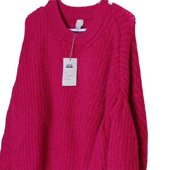 A New Day Pink Balloon Sleeve Sweater Womens Small Boat Neck Pullover NWT - Picture 4 of 10